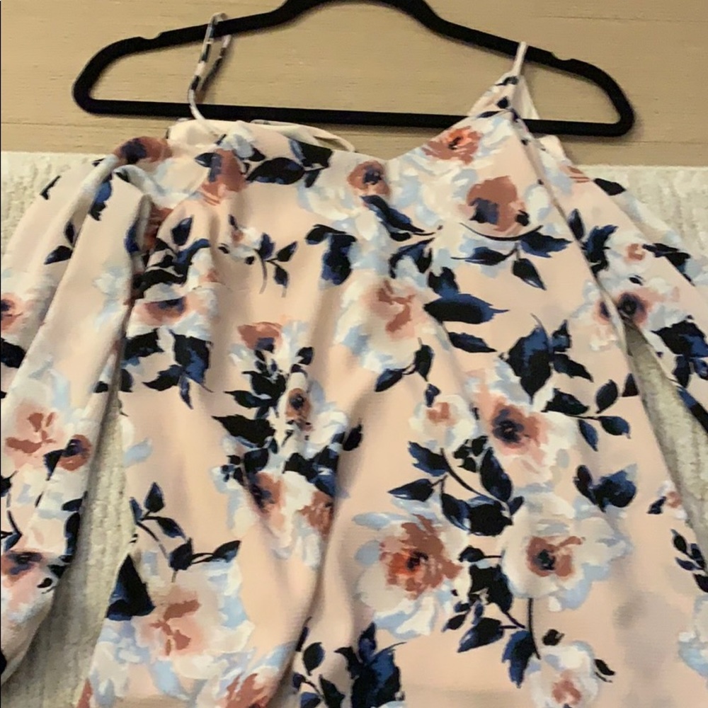 Floral open shoulder top